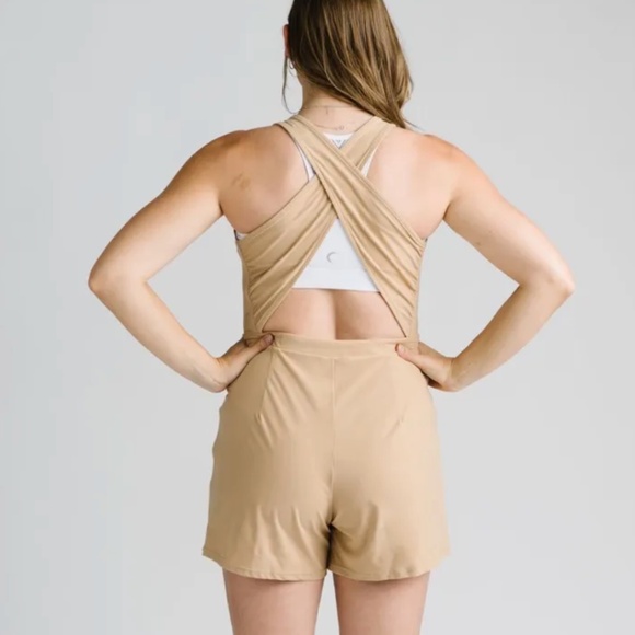 Khaki/camel short romper - Picture 2 of 10